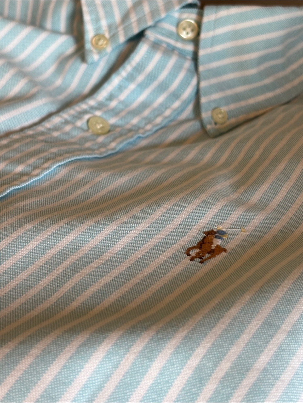 Ralph Lauren Light Blue & White Striped Button-Down Shirt. Classic Fit. M. - Picture 11 of 13
